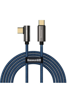 Кабель USB3.1 Type-C M-M, 2 м, 100W (20V/5A), 90° Синій Legend Series Elbow CACS Baseus