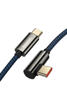 Кабель USB3.1 Type-C M-M, 2 м, 100W (20V/5A), 90° Синій Legend Series Elbow CACS Baseus