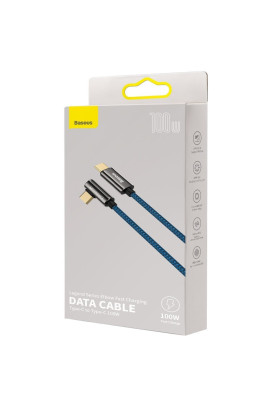 Кабель USB3.1 Type-C M-M, 2 м, 100W (20V/5A), 90° Синій Legend Series Elbow CACS Baseus