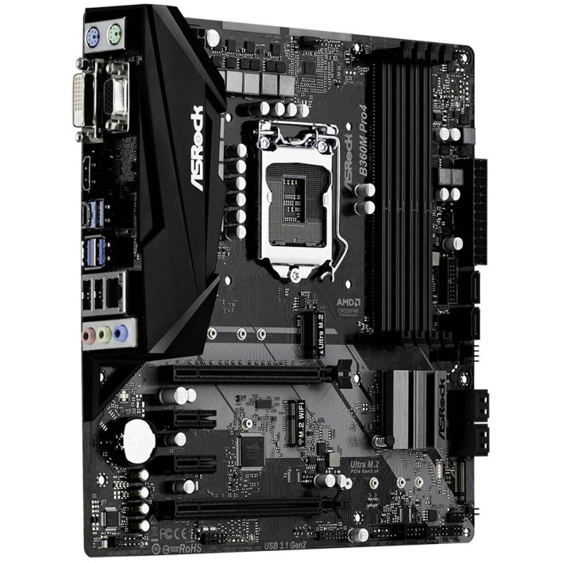 ASRock B360M PRO4/REF(1151/B360, 4*DDR4, 2xPCIex16,2xPCIex1,6xSATAІІІ, GLan, mATX)