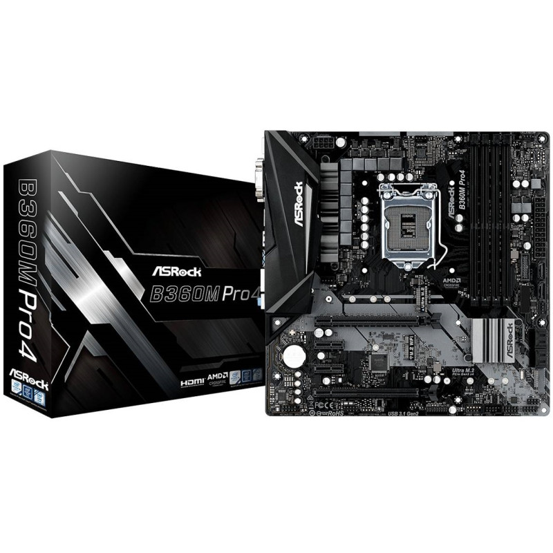 ASRock B360M PRO4/REF(1151/B360, 4*DDR4, 2xPCIex16,2xPCIex1,6xSATAІІІ, GLan, mATX)