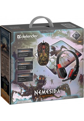 Комплект ігровий Defender Nemesida MHP-128 (мышка+гарнітура+коврик) чорний