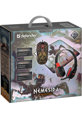 Комплект ігровий Defender Nemesida MHP-128 (мышка+гарнітура+коврик) чорний