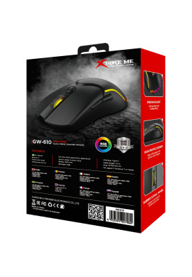 Мишка XTRIKE ME GW-610, ігрова бездротова 8000dpi., 7кн., RGB, чорна