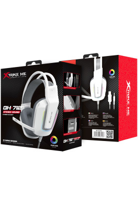 Ігрова гарнітура XTRIKE ME GH-712, USB+3.5мм, RGB, кабель 2м, біла