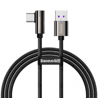 Кабель USB3.1 AM-Type-C M, 1 м, 66W, 90° Чорний, Legend Series Elbow CATCS Baseus