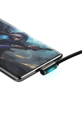 Кабель USB3.1 AM-Type-C M, 1 м, 66W, 90° Чорний, Legend Series Elbow CATCS Baseus