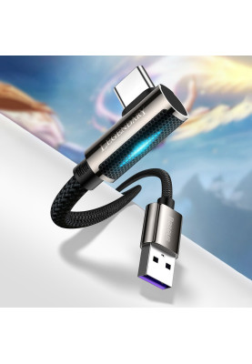 Кабель USB3.1 AM-Type-C M, 1 м, 66W, 90° Чорний, Legend Series Elbow CATCS Baseus