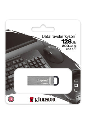 USB Flash Kingston 128GB USB 3.2 Gen 1 DataTraveler Kyson Metal, Silver/Black, Retail
