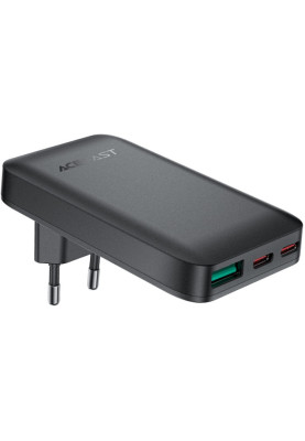 Зарядний пристрій 3xUSB 65W (2xUSB-C+USB-A) Gan A100 Fast Charger Ultra thin black Acefast
