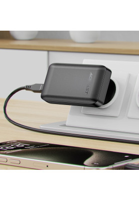 Зарядний пристрій 3xUSB 65W (2xUSB-C+USB-A) Gan A100 Fast Charger Ultra thin black Acefast