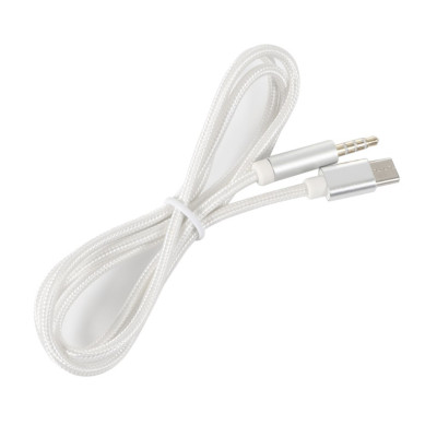 Кабель AUX Type-C-TRRS Audio 3.5мм Male/Male 1м Silver