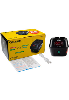 Стабілізатор напруги Gemix ZVK-1000, 1000 ВА/700 Вт, 4xEURO (2 розетки зі стабілізацією та 2 з фільтрацією)