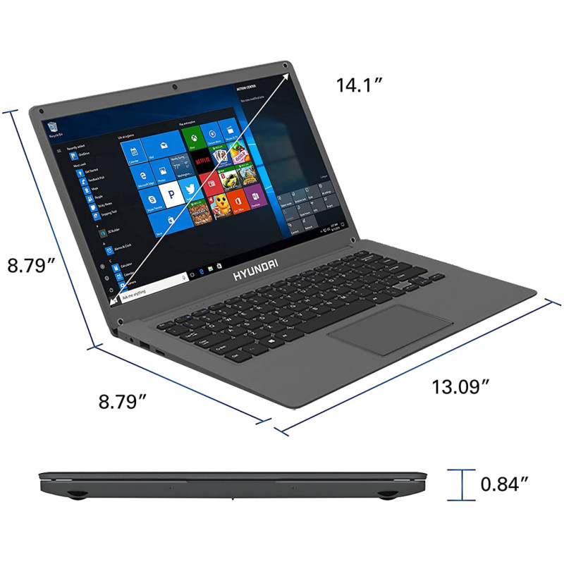 Ноутбук Hyundai HyBook 14.1"HD TN/Celeron N3350/4/64/Intel HD/W10S/Space Grey (HTLB14INC4Z1ESG)