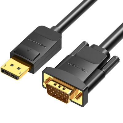 Кабель DisplayPort M - VGA M, 2.0м, 1080P 60Гц, Gold-Plated, чорний Vention