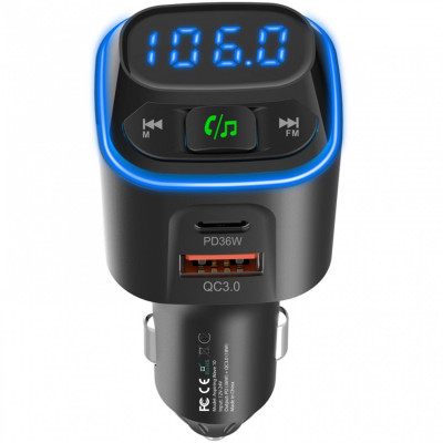 автомобільний FM-трансміттер Aspiring Wave 10 54W PD LED/Bluetooth//QC3.0, USB-C 36W автомобільний FM-трансміттер Aspiring Wave 10 54W PD LED/Bluetooth//QC3.0, USB-C 36W