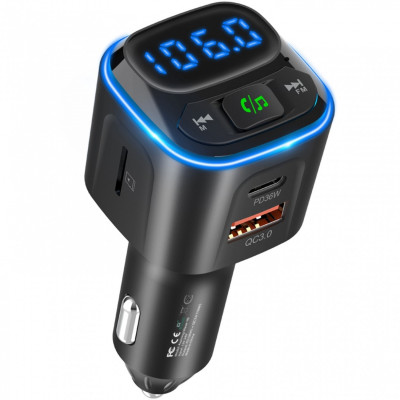 автомобільний FM-трансміттер Aspiring Wave 10 54W PD LED/Bluetooth//QC3.0, USB-C 36W автомобільний FM-трансміттер Aspiring Wave 10 54W PD LED/Bluetooth//QC3.0, USB-C 36W