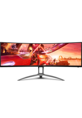 TFT 49" AOC AG493UCX2, VA, 5120x1440, 165Гц, вигн., HDMIx3, DP, USB-C, USB-hub, HAS, кол, чорний
