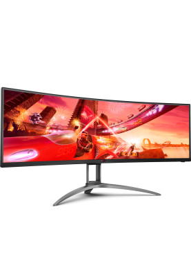 TFT 49" AOC AG493UCX2, VA, 5120x1440, 165Гц, вигн., HDMIx3, DP, USB-C, USB-hub, HAS, кол, чорний