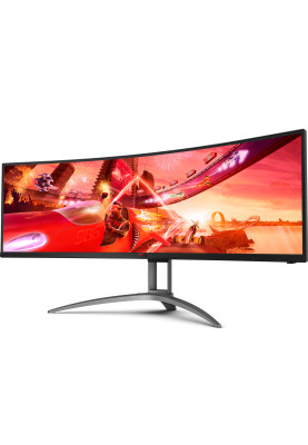 TFT 49" AOC AG493UCX2, VA, 5120x1440, 165Гц, вигн., HDMIx3, DP, USB-C, USB-hub, HAS, кол, чорний