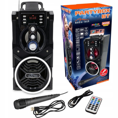 Акустична система 1.0 Media-Tech 18W, Bluetooth/FM/AUX/SD/USB/КАРАОКЕ чорна Акустична система 1.0 Media-Tech 18W, Bluetooth/FM/AUX/SD/USB/КАРАОКЕ чорна