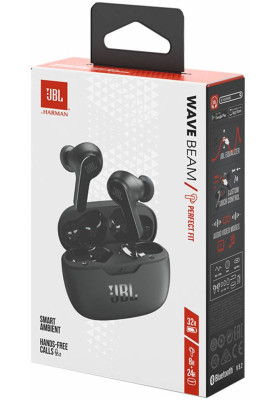 Навушники з мікрофоном JBL TWS Wave Beam Black JBLWBEAMBLK