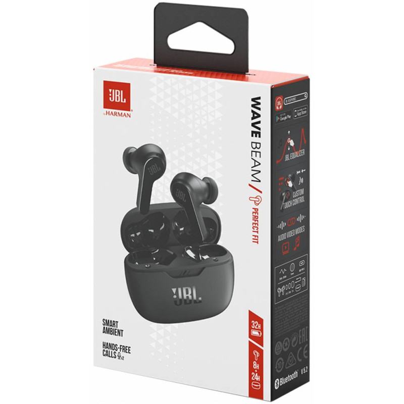 Навушники з мікрофоном JBL TWS Wave Beam Black JBLWBEAMBLK