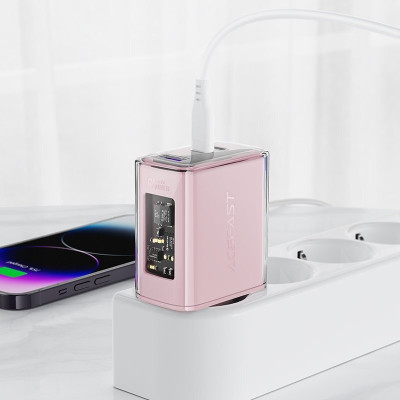 Зарядний пристрій 3xUSB 65W (2xUSB-C+USB-A) Gan A45 Fast Charger Cherry blossom Acefast Зарядний пристрій 3xUSB 65W (2xUSB-C+USB-A) Gan A45 Fast Charger Cherry blossom Acefast