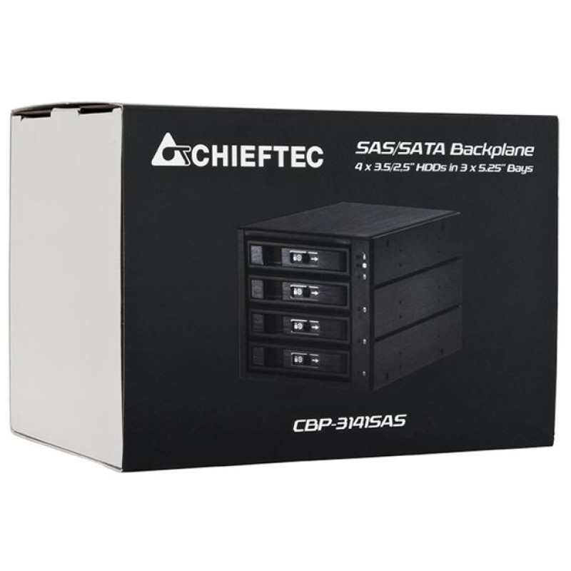 Бекплейн Chieftec CBP-3141SAS 3x5.25" -> 4x3.5" HDDs Hot-Swap Aluminium