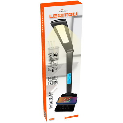 LED лампа настільна Media-Tech LEDITOU MT222K, 4W 6500K, 15W QI з вбудованим WRL, чорна