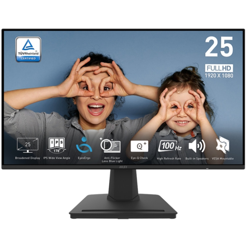 TFT 24.5" MSI PRO MP252 FHD IPS 1ms 100Hz 178/178 /DP/HDMI /колонки 2*2W