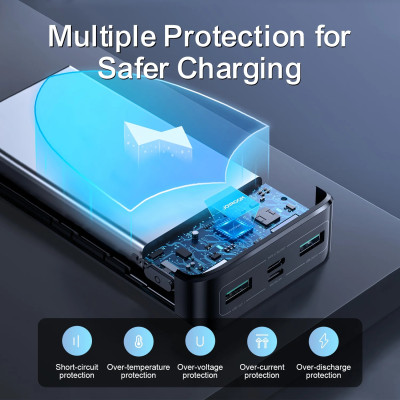 УМБ Joyroom 20000mAh 22,5W PD,QC3.0, 2xUSB-A, Micro USB, USB-C In/Out Black УМБ Joyroom 20000mAh 22,5W PD,QC3.0, 2xUSB-A, Micro USB, USB-C In/Out Black
