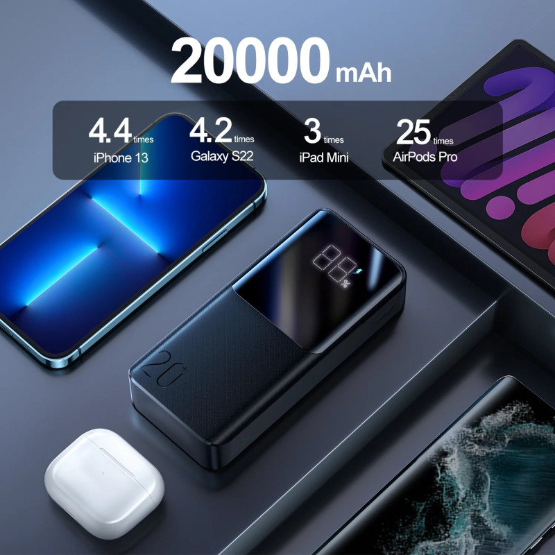 УМБ Joyroom 20000mAh 22,5W PD,QC3.0, 2xUSB-A, Micro USB, USB-C In/Out Black