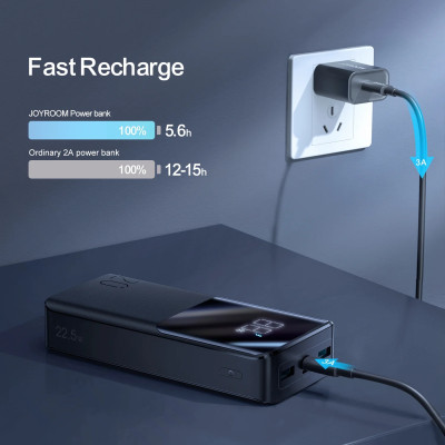 УМБ Joyroom 20000mAh 22,5W PD,QC3.0, 2xUSB-A, Micro USB, USB-C In/Out Black УМБ Joyroom 20000mAh 22,5W PD,QC3.0, 2xUSB-A, Micro USB, USB-C In/Out Black