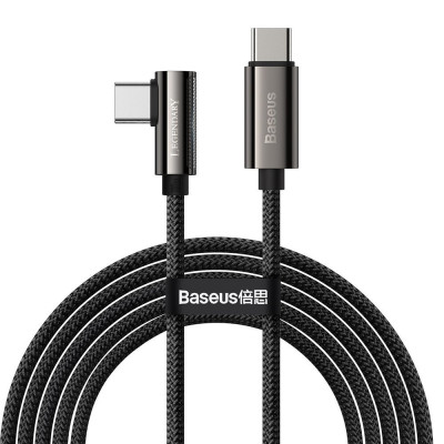 Кабель USB3.1 Type-C M-M, 2 м, 100W (20V/5A), 90° Чорний, Legend Series Elbow CATCS Baseus