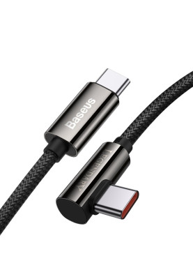Кабель USB3.1 Type-C M-M, 2 м, 100W (20V/5A), 90° Чорний, Legend Series Elbow CATCS Baseus