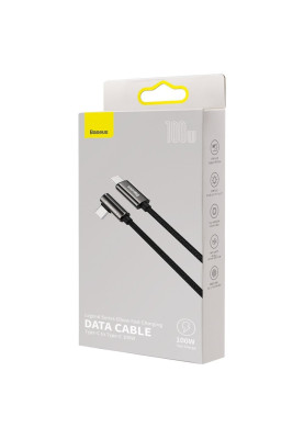 Кабель USB3.1 Type-C M-M, 2 м, 100W (20V/5A), 90° Чорний, Legend Series Elbow CATCS Baseus