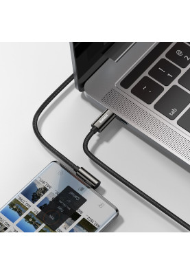Кабель USB3.1 Type-C M-M, 2 м, 100W (20V/5A), 90° Чорний, Legend Series Elbow CATCS Baseus
