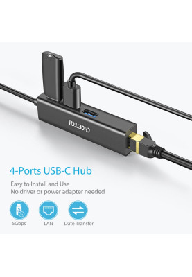 Хаб USB 3.1 -> 3хUSB 3.0+RJ45(1000M) Ethernet 4 in 1 Hub Choetech