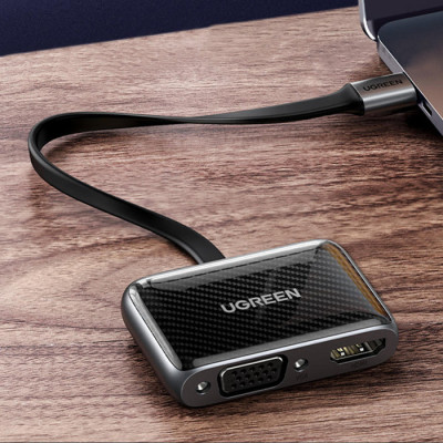 Перехідник USB 2.0 Type-C --> HDMI+VGA (HDMI 1.4b) CM303 Ugreen чорний