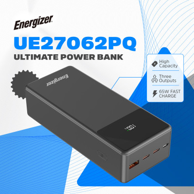 УМБ Energizer 27000mAh 65W PD,QC3.0,USB-А, 2хUSB-C, Micro-USB, LCD display,Black УМБ Energizer 27000mAh 65W PD,QC3.0,USB-А, 2хUSB-C, Micro-USB, LCD display,Black