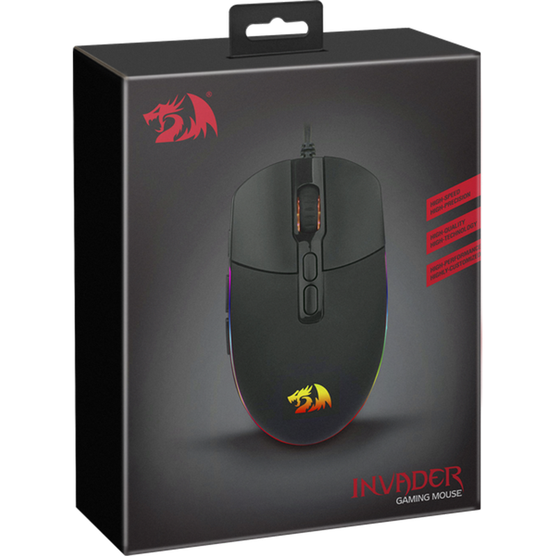 Мишка Redragon Invader, ігрова, 10000dpi., 8кн., чорна