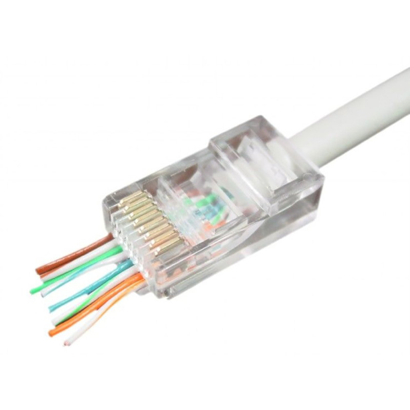 Конектор комп'ютерний RJ-45 (8P8C), з наскрізним отвором