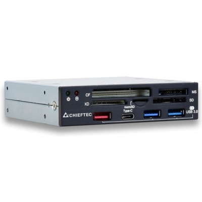 Card Reader 2x USB3.0, Type-C, 1x Fast-Charge USB, внутрішній, 3.5" чорний CRD-901H Chieftec
