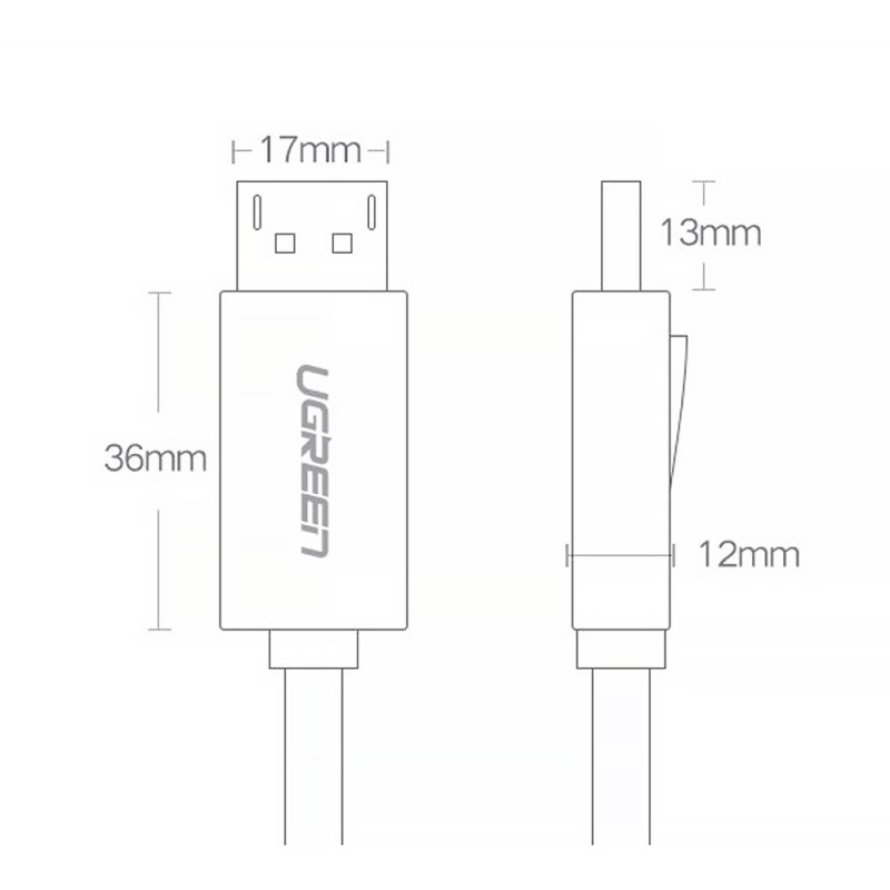 Кабель DisplayPort M - M V1.2 Cable 4K@60Hz; 2K@144Hz 3m DP102 чорний UGREEN