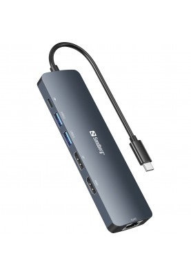 Док-станція USB3.1 Type-C --> HDMI/USB 3.0x2/RJ45/USB-C/DisplayPort PD 100W Hub 6-in-1 Sandberg