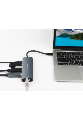 Док-станція USB3.1 Type-C --> HDMI/USB 3.0x2/RJ45/USB-C/DisplayPort PD 100W Hub 6-in-1 Sandberg