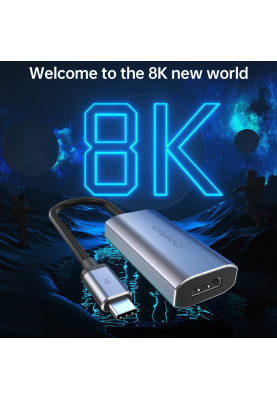 Перехідник USB 3.1 Type-C M - HDMI F, 0,15m 8K 60Hz Choetech чорний