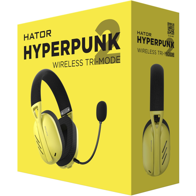 Ігрова гарнітура Hator Hyperpunk 2 Wireless Tri-mode Black/Yellow