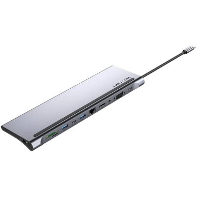 Док-станція USB3.1 Type-C --> HDMI 4K30Hz/VGA/USB3.0x3/RJ45/SD/TF/TRRS 3.5mm/PD 100W Vention 11in1